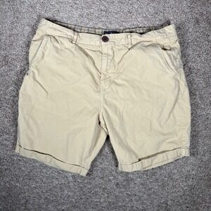 Barbour Mens Chino Shorts Khaki Tan Cotton Twill Tartan Trim Size 38